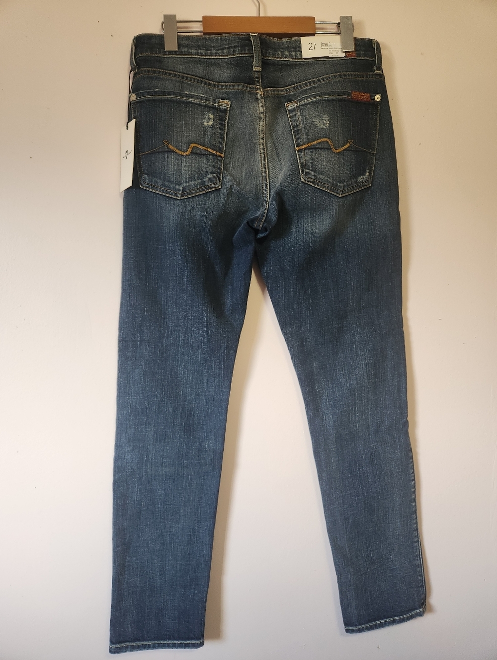 NWT 7 For All Mankind Josefina Skinny Boyfriend Jeans Mid Rise Made In USA Sz 27 - Picture 4 of 10